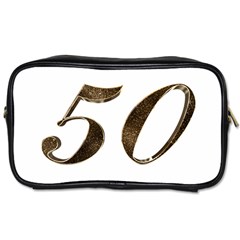 Number 50 Elegant Gold Glitter Look Typography Toiletries Bags by yoursparklingshop