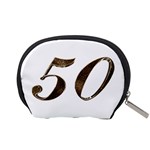 Number 50 Elegant Gold Glitter Look Typography Accessory Pouches (Small)  Back