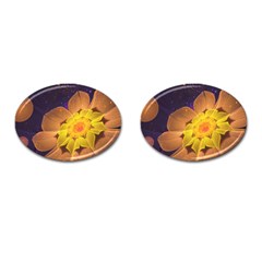 Beautiful Violet & Peach Primrose Fractal Flowers Cufflinks (oval) by jayaprime