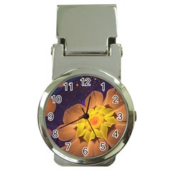 Beautiful Violet & Peach Primrose Fractal Flowers Money Clip Watches by jayaprime