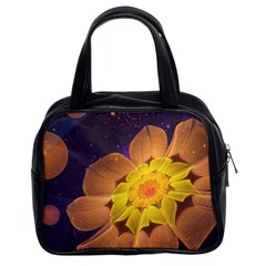 Beautiful Violet & Peach Primrose Fractal Flowers Classic Handbags (2 Sides) by jayaprime