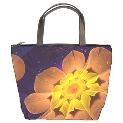 Beautiful Violet & Peach Primrose Fractal Flowers Bucket Bags by jayaprime