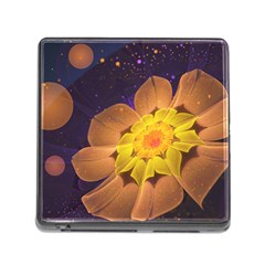 Beautiful Violet & Peach Primrose Fractal Flowers Memory Card Reader (square) by jayaprime