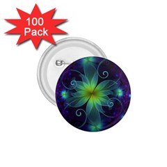 Blue And Green Fractal Flower Of A Stargazer Lily 1 75  Buttons (100 Pack)  by jayaprime