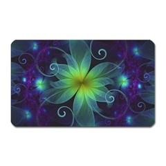 Blue And Green Fractal Flower Of A Stargazer Lily Magnet (rectangular) by jayaprime