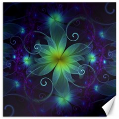 Blue And Green Fractal Flower Of A Stargazer Lily Canvas 20  X 20   by jayaprime