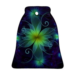 Blue And Green Fractal Flower Of A Stargazer Lily Ornament (bell) by jayaprime