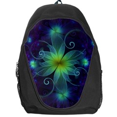 Blue And Green Fractal Flower Of A Stargazer Lily Backpack Bag by jayaprime