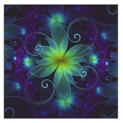 Blue And Green Fractal Flower Of A Stargazer Lily Large Satin Scarf (square) by jayaprime