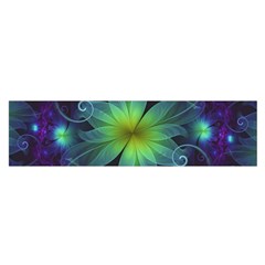 Blue And Green Fractal Flower Of A Stargazer Lily Satin Scarf (oblong) by jayaprime