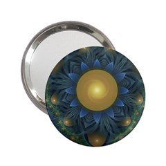 Beautiful Orange & Blue Fractal Sunflower Of Egypt 2 25  Handbag Mirrors by jayaprime