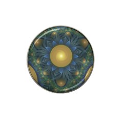 Beautiful Orange & Blue Fractal Sunflower Of Egypt Hat Clip Ball Marker (10 Pack) by jayaprime