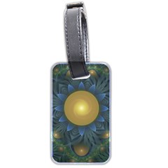 Beautiful Orange & Blue Fractal Sunflower Of Egypt Luggage Tags (two Sides) by jayaprime