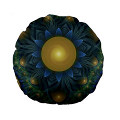 Beautiful Orange & Blue Fractal Sunflower Of Egypt Standard 15  Premium Round Cushions by jayaprime