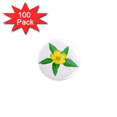 Yellow Flower With Leaves Photo 1  Mini Magnets (100 Pack)  by dflcprints