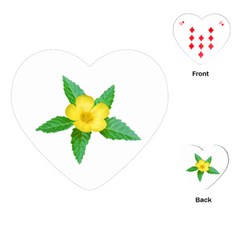 Yellow Flower With Leaves Photo Playing Cards (heart)  by dflcprints