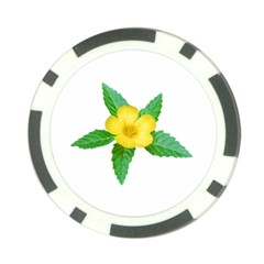 Yellow Flower With Leaves Photo Poker Chip Card Guard by dflcprints