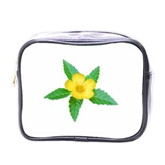 Yellow Flower With Leaves Photo Mini Toiletries Bags by dflcprints