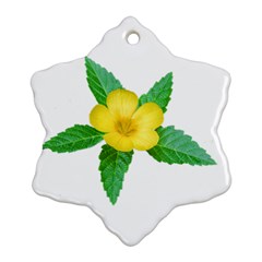 Yellow Flower With Leaves Photo Ornament (snowflake) by dflcprints