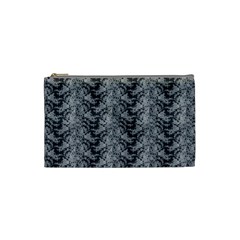 Black Floral Lace Pattern Cosmetic Bag (small)  by paulaoliveiradesign
