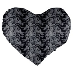 Black Floral Lace Pattern Large 19  Premium Heart Shape Cushions
