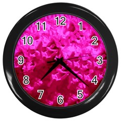 Hot Pink Floral Pattern Wall Clocks (black) by paulaoliveiradesign