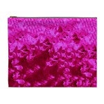 Hot Pink Floral Pattern Cosmetic Bag (XL) Front