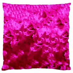 Hot Pink Floral Pattern Large Flano Cushion Case (one Side)