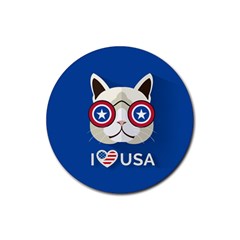 Cat I Love Usa Drink Coasters 4 Pack (round)