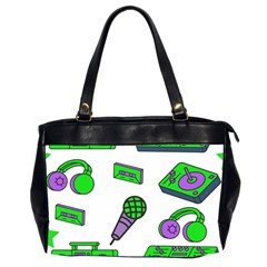 Green Music Pattern Office Handbags (2 Sides)  by TheLimeGreenFlamingo