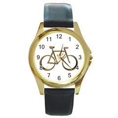 Elegant Gold Look Bicycle Cycling  Round Gold Metal Watch by yoursparklingshop