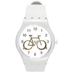 Elegant Gold Look Bicycle Cycling  Round Plastic Sport Watch (m) by yoursparklingshop