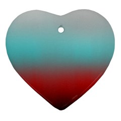 Frosted Blue and Red Heart Ornament (Two Sides)