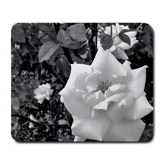 White Rose Black Back Ground Greenery ! Large Mousepads by CreatedByMeVictoriaB