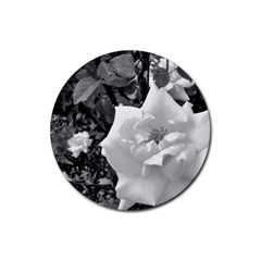 White Rose Black Back Ground Greenery ! Rubber Round Coaster (4 Pack)  by CreatedByMeVictoriaB