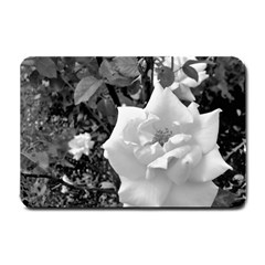 White Rose Black Back Ground Greenery ! Small Doormat  by CreatedByMeVictoriaB