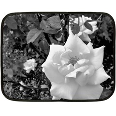 White Rose Black Back Ground Greenery ! Fleece Blanket (mini) by CreatedByMeVictoriaB