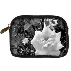 White Rose Black Back Ground Greenery ! Digital Camera Cases