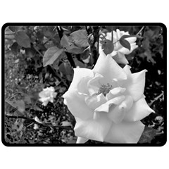 White Rose Black Back Ground Greenery ! Fleece Blanket (large)  by CreatedByMeVictoriaB