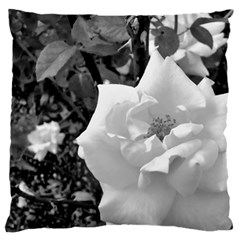 White Rose Black Back Ground Greenery ! Large Cushion Case (one Side) by CreatedByMeVictoriaB