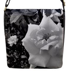 White Rose Black Back Ground Greenery ! Flap Messenger Bag (s) by CreatedByMeVictoriaB