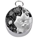 white rose black back ground greenery ! Silver Compasses Front