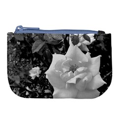 White Rose Black Back Ground Greenery ! Large Coin Purse by CreatedByMeVictoriaB