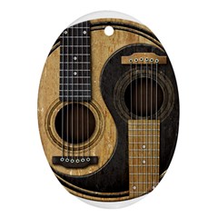 Old And Worn Acoustic Guitars Yin Yang Ornament (oval) by JeffBartels