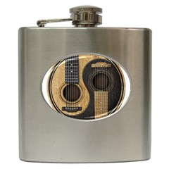 Old And Worn Acoustic Guitars Yin Yang Hip Flask (6 Oz) by JeffBartels