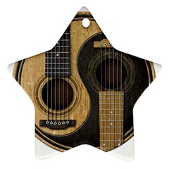 Old And Worn Acoustic Guitars Yin Yang Star Ornament (two Sides) by JeffBartels