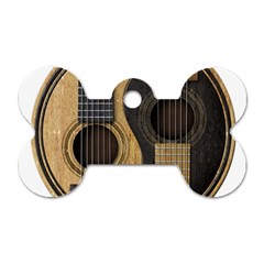 Old And Worn Acoustic Guitars Yin Yang Dog Tag Bone (two Sides) by JeffBartels