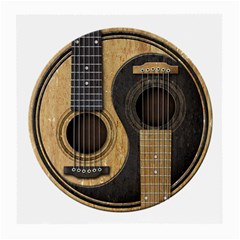 Old And Worn Acoustic Guitars Yin Yang Medium Glasses Cloth by JeffBartels