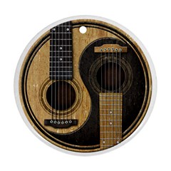 Old And Worn Acoustic Guitars Yin Yang Ornament (round) by JeffBartels