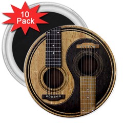 Old And Worn Acoustic Guitars Yin Yang 3  Magnets (10 Pack) 